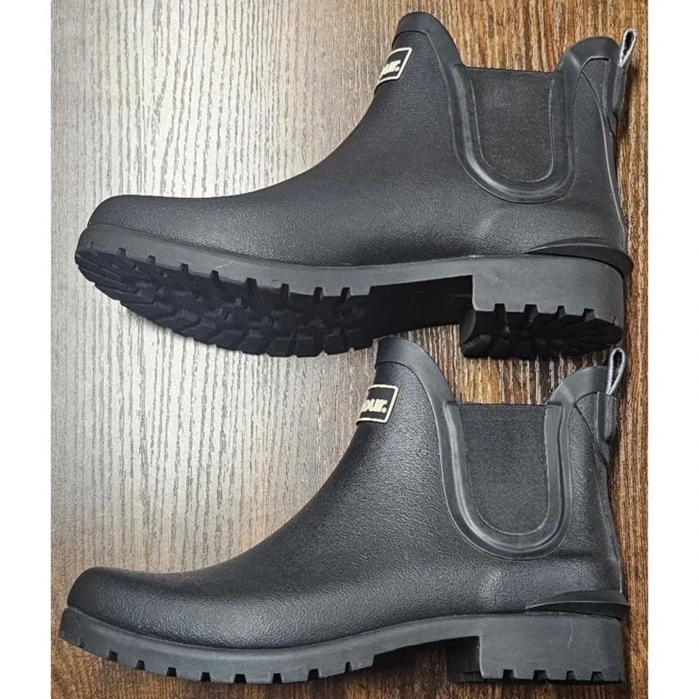 Barbour Wilton Black Boots Inner Plaid Sole Women's Size 5 Ex Cond